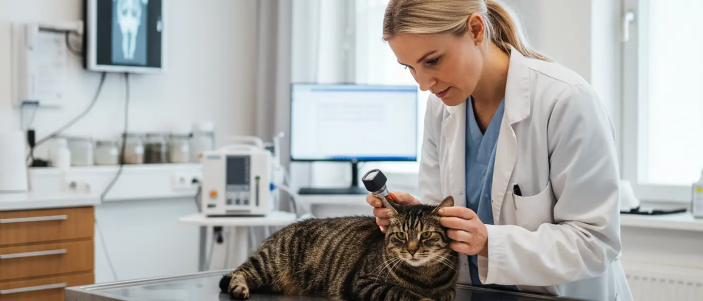 Veterinär undersöker en katt på en klinik i Sverige