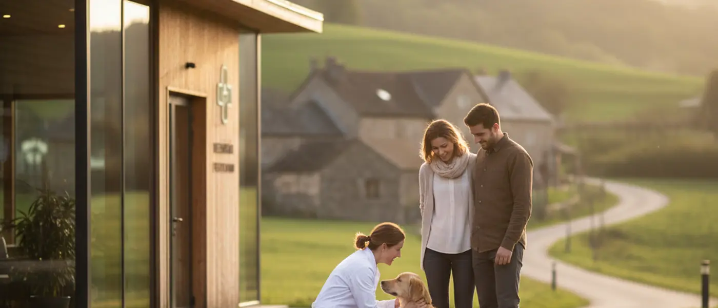 Veterinária portuguesa a examinar um gato numa clínica moderna em Lisboa