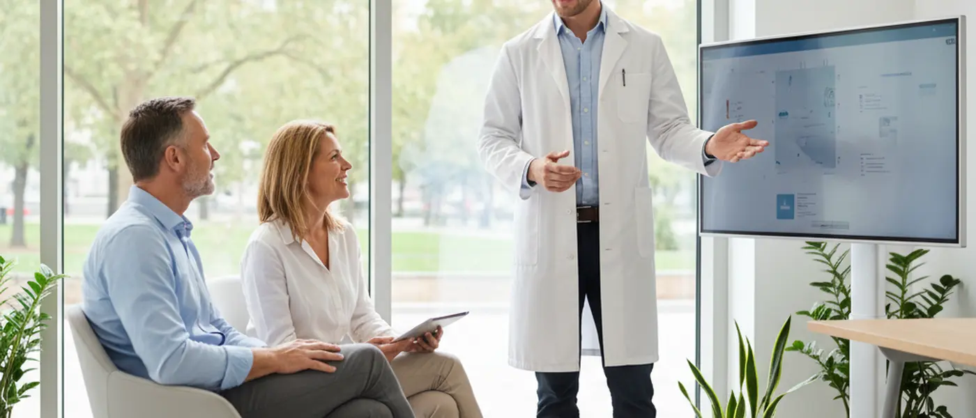 Suomalainen nainen konsultoi lääkäriä videopuhelulla kannettavalla tietokoneella valoisassa olohuoneessa