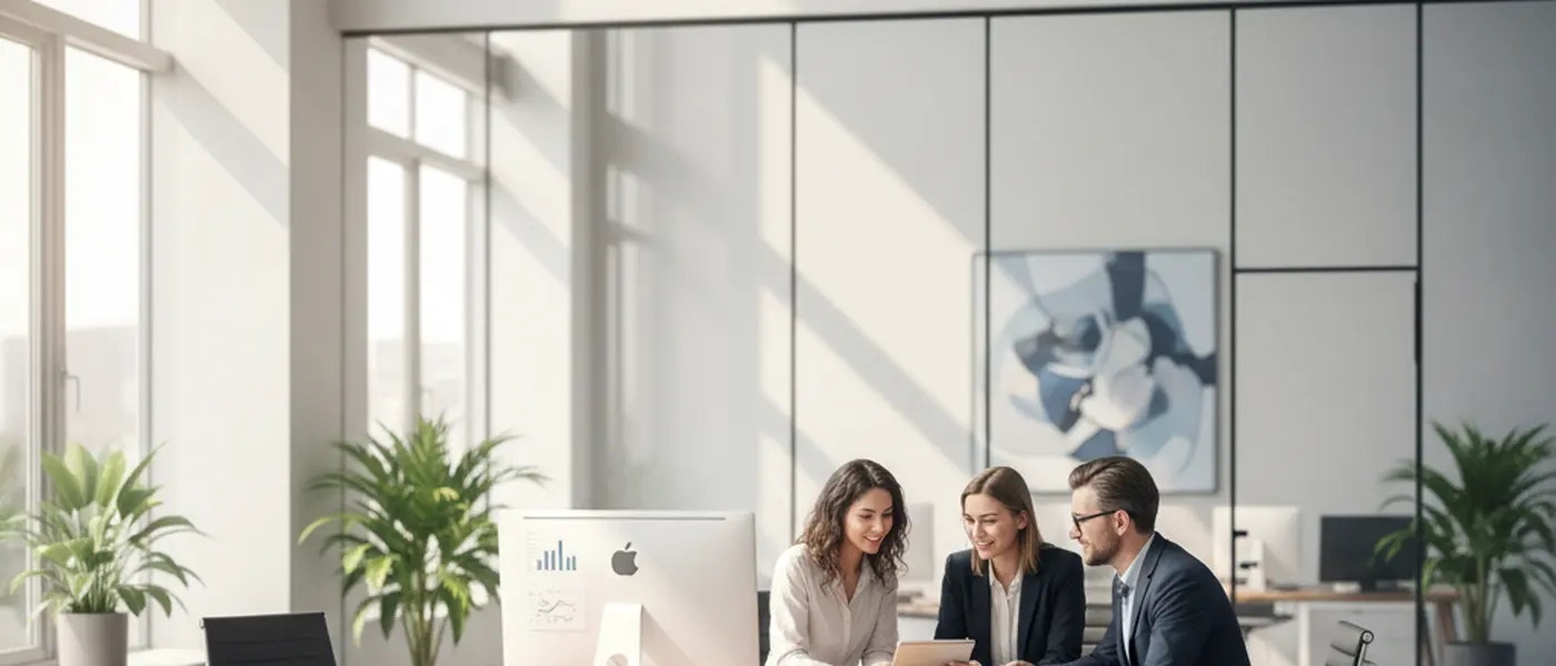 Nederlandse ondernemer werkt op een laptop aan boekhouding in een modern thuiskantoor in Amsterdam