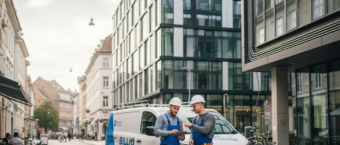 Elektriker installerer stikkontakt i dansk hjem med nordisk indretning