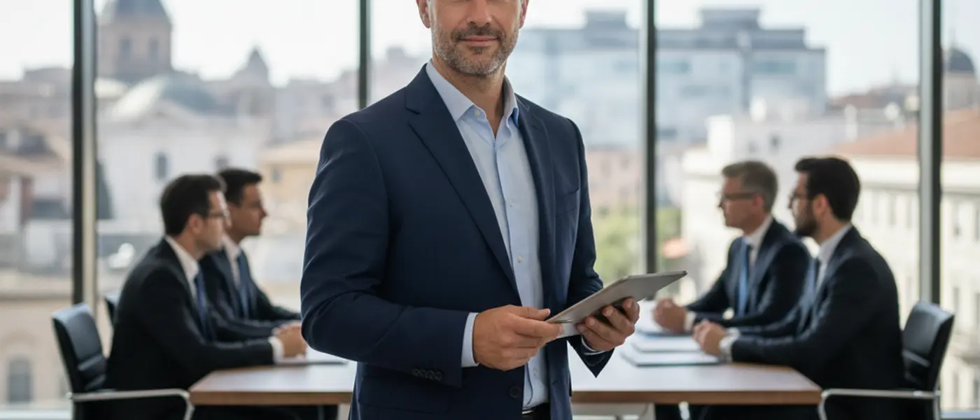 Avvocatessa italiana che esamina documenti di diritto del lavoro in uno studio legale moderno a Milano