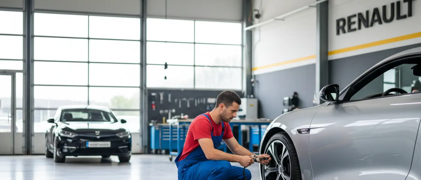 Mécanicien vérifiant la pression des pneus dans un garage moderne