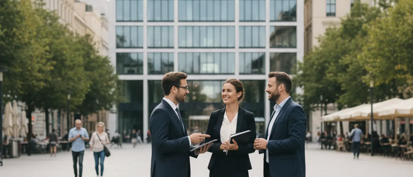 Commercialista italiano che esamina documenti finanziari alla scrivania in un ufficio moderno a Milano