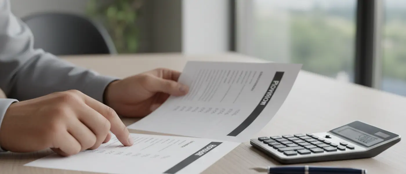 Zwei Finanzdokumente nebeneinander auf einem Schreibtisch: Honorarmodell und Provisionsmodell im Vergleich