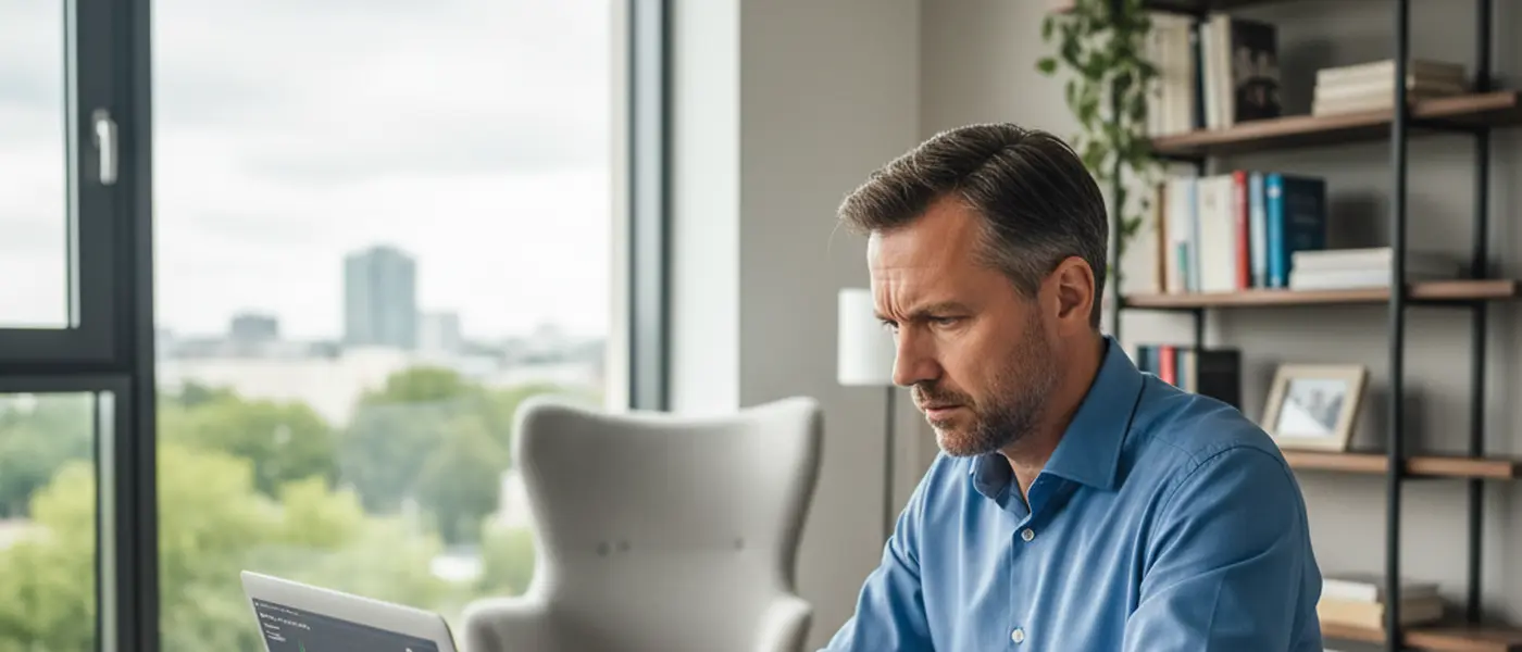 Privatanleger analysiert Aktiencharts auf Laptop im Homeoffice nach SMCI-Kurssturz