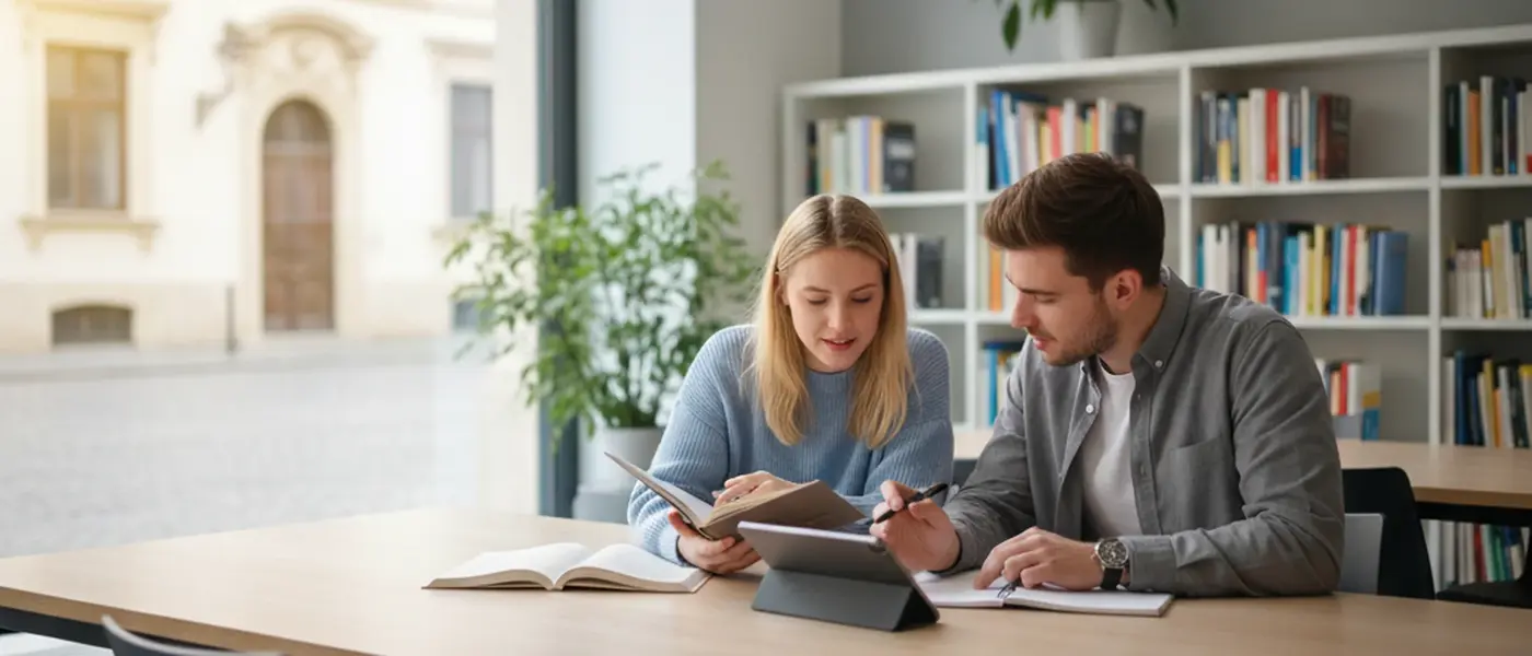 Studente universitario italiano che prende appunti mentre un tutor spiega equazioni alla lavagna in una stanza studio moderna