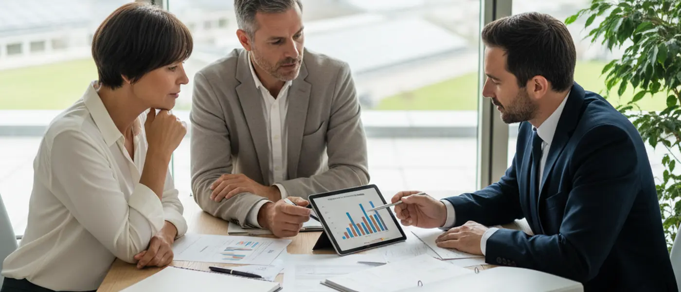 Technicien installant une pompe à chaleur air-eau sur la façade d'une maison en pierre dans la campagne française
