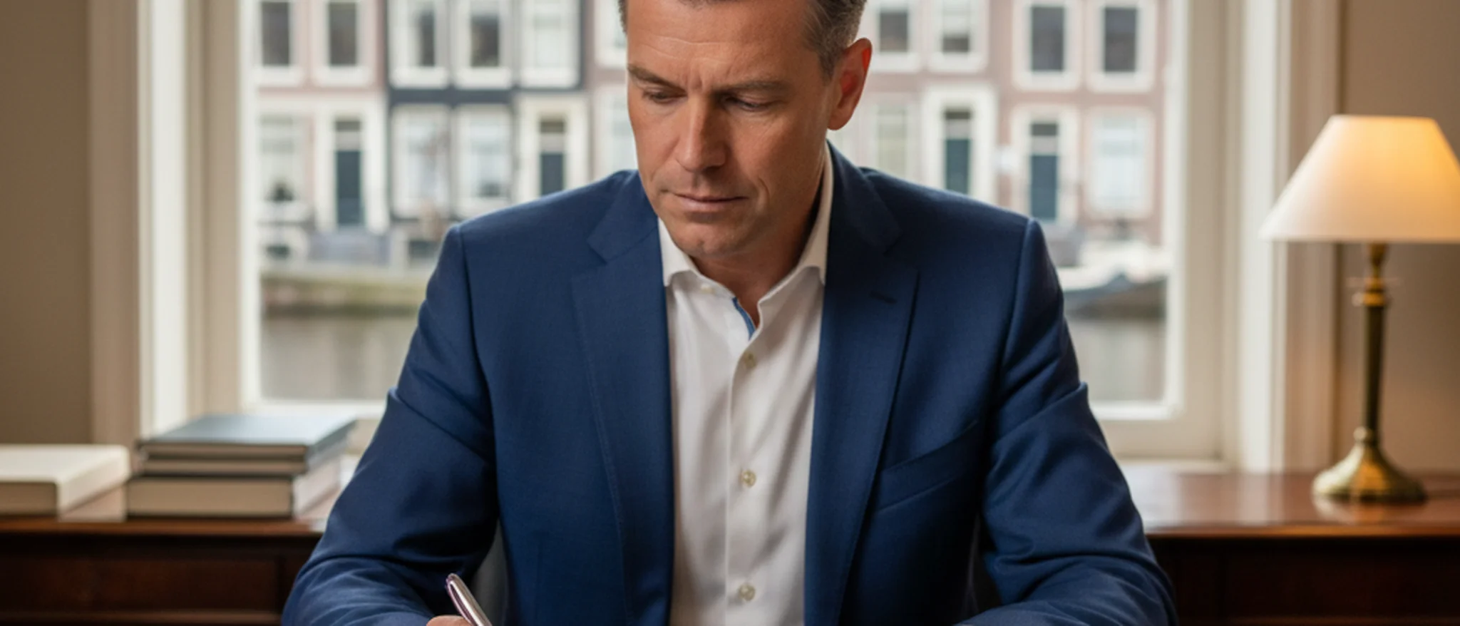 Echtscheidingsadvocaat bespreekt documenten met een stel in een modern kantoor in Amsterdam