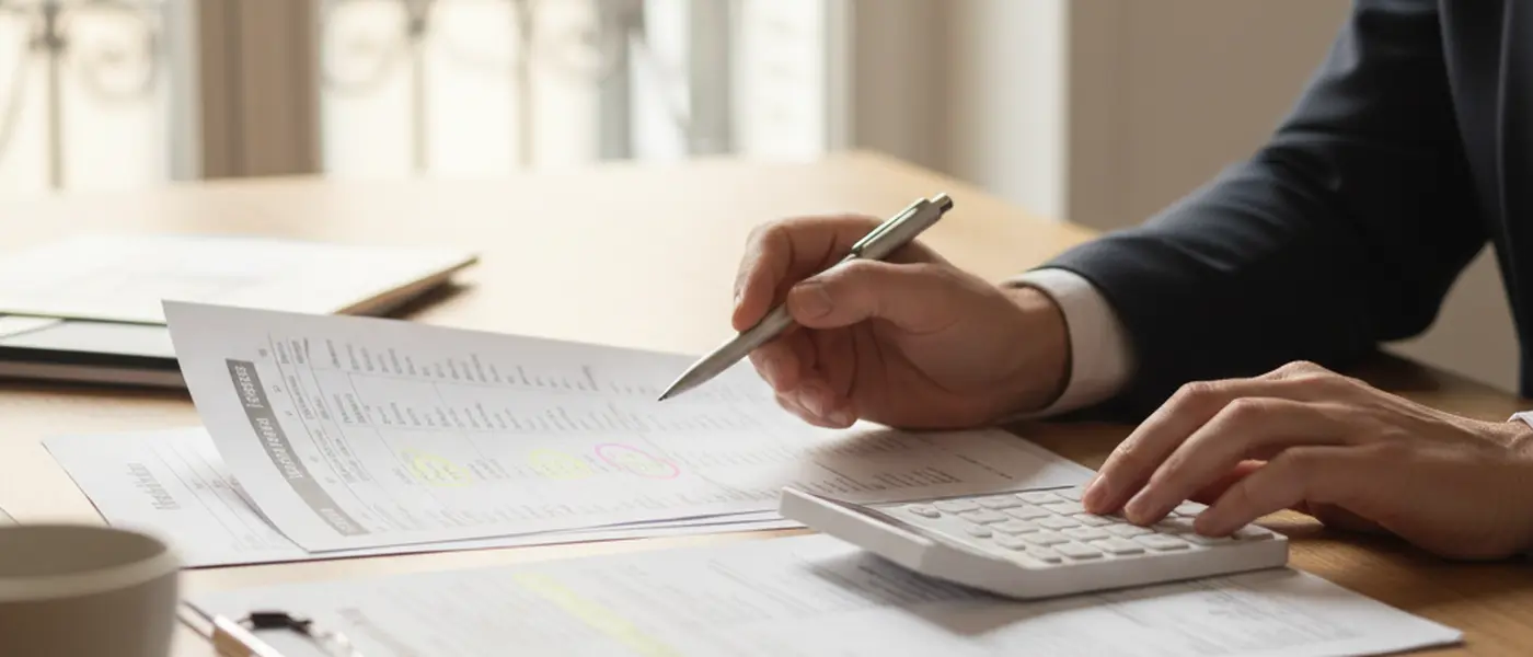 Documents comptables et bilans financiers analysés par un professionnel dans un cabinet français