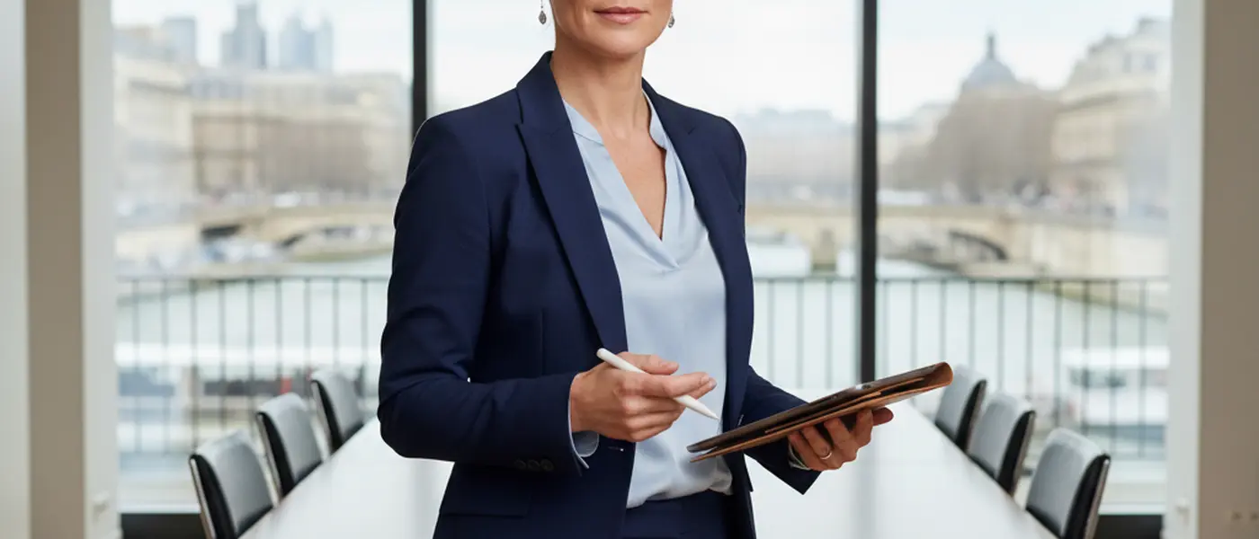 Family law solicitor reviewing divorce documents at a desk in a modern London law office