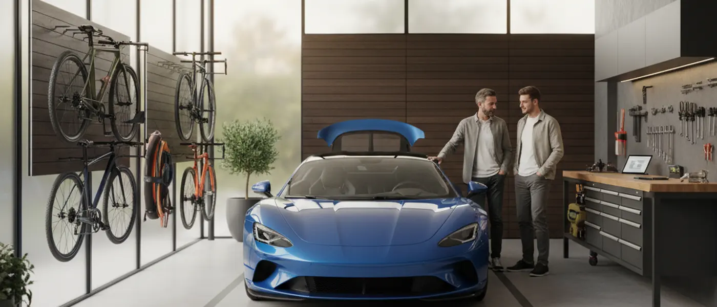 Nederlandse automonteur inspecteert de motorruimte van een moderne auto in een goed verlichte garagewerkplaats