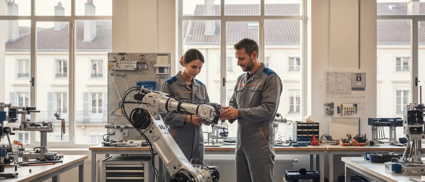 Mécanicien français inspectant le moteur d'une berline dans un atelier moderne bien éclairé