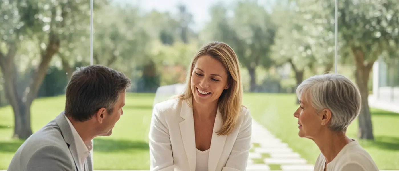 Femme française consultant des informations santé sur son ordinateur dans un salon lumineux avec une tasse de thé