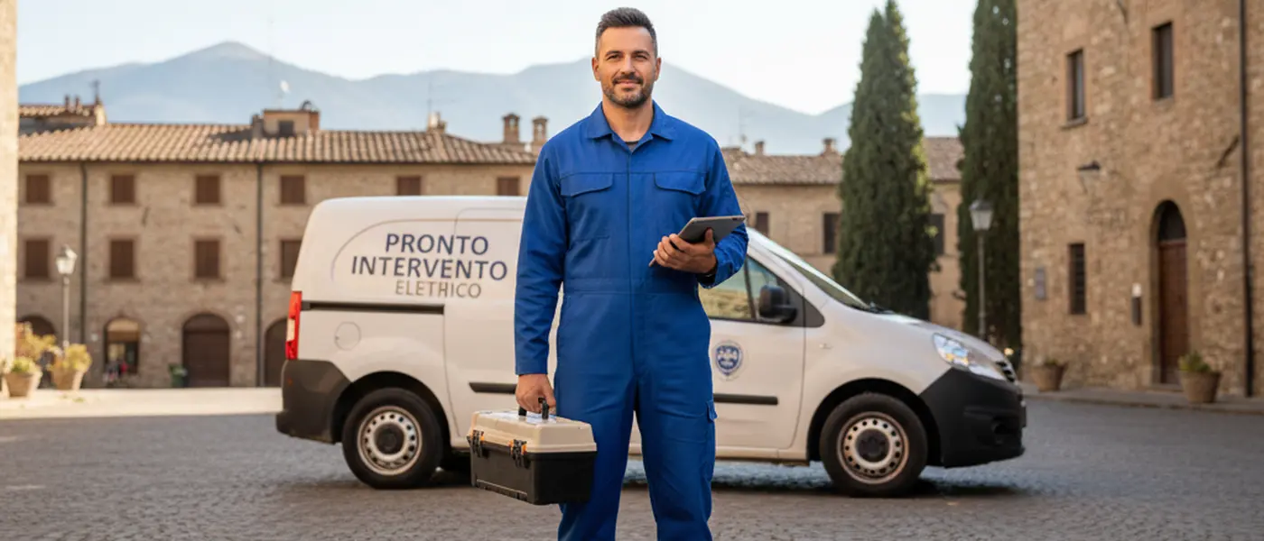 Elettricista professionista lavora su un quadro elettrico in un appartamento italiano