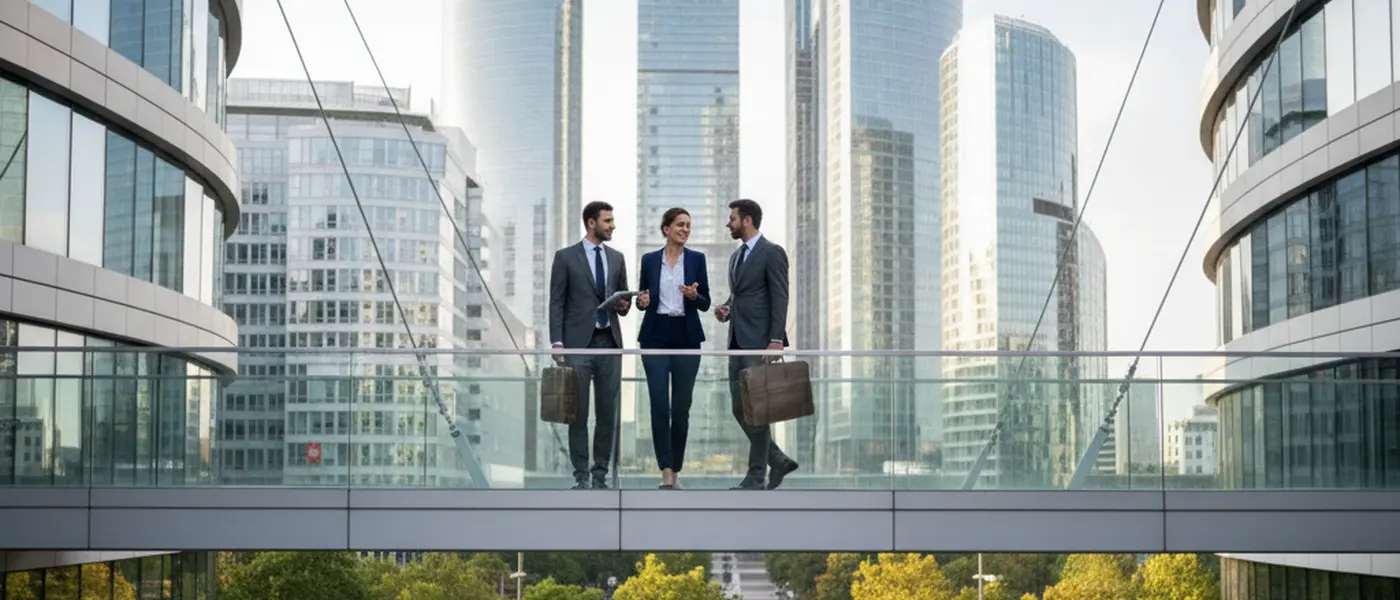 Svensk kvinna granskar ekonomiska dokument vid ett skrivbord i ett modernt Stockholmskontor med naturligt ljus