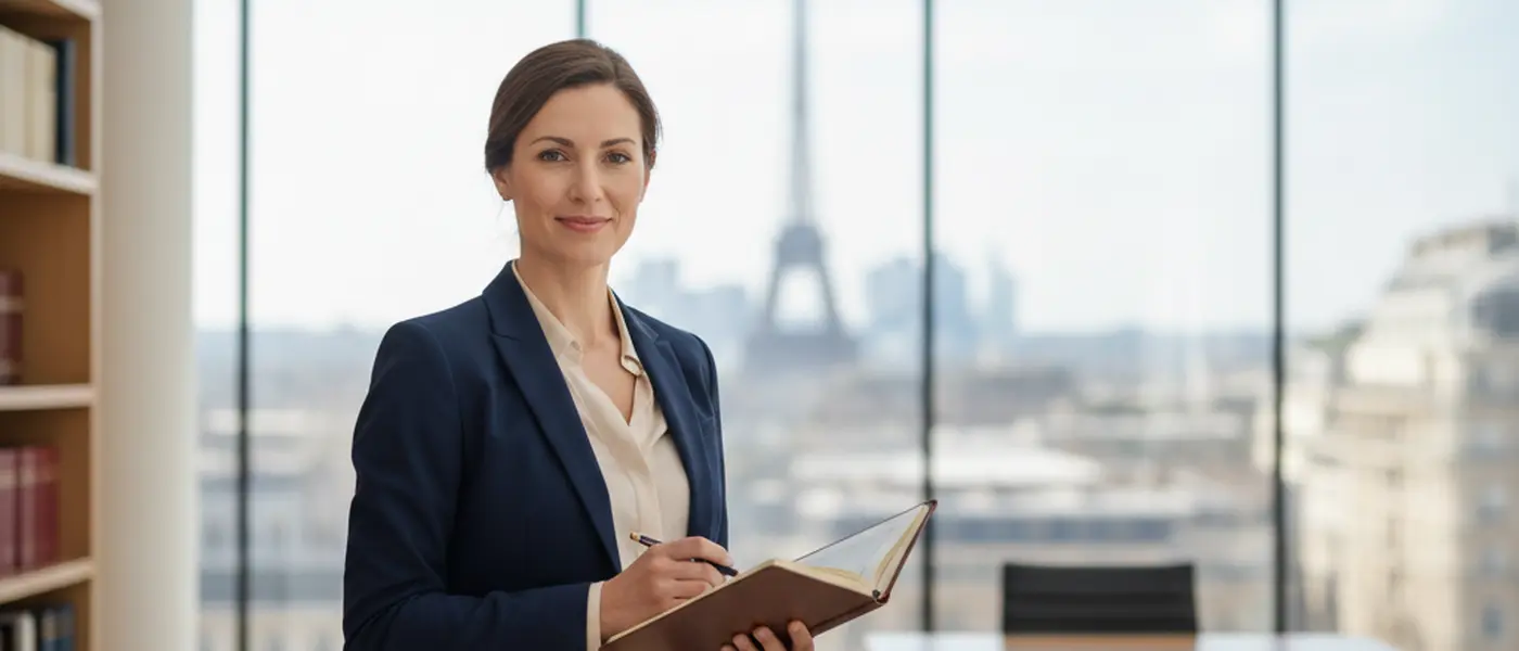 Avvocato matrimonialista italiano in studio legale che consulta una coppia su documenti di separazione