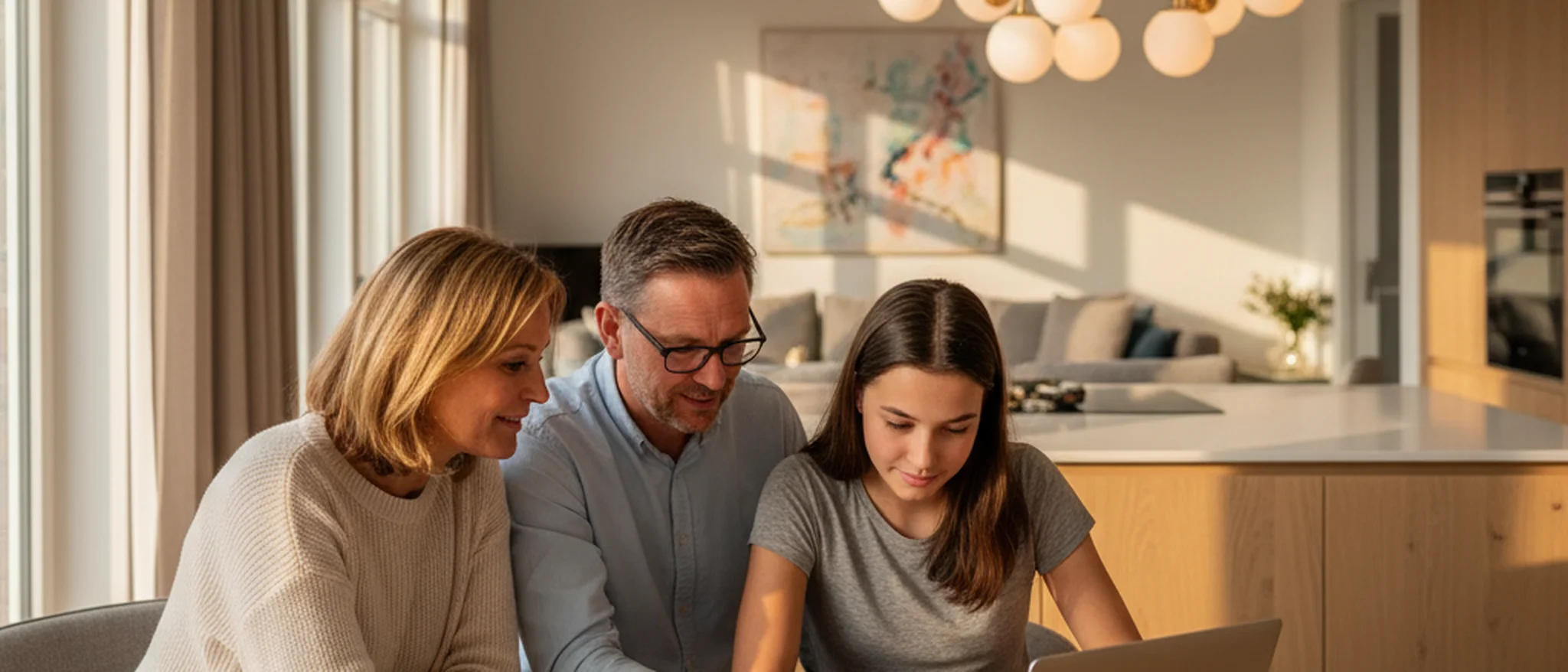 Ouder en bijlesdocent bespreken de voortgangsrapportage van een leerling aan de keukentafel