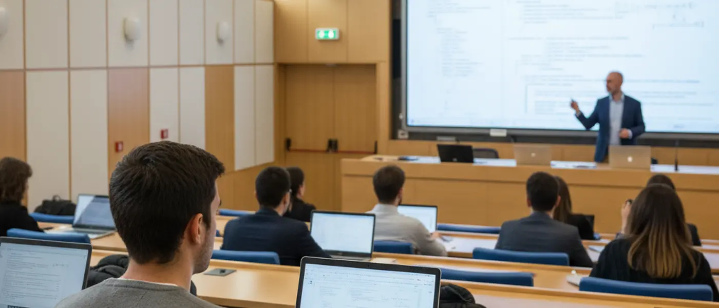 Programmatore informatico che scrive codice su laptop in un coworking moderno a Milano