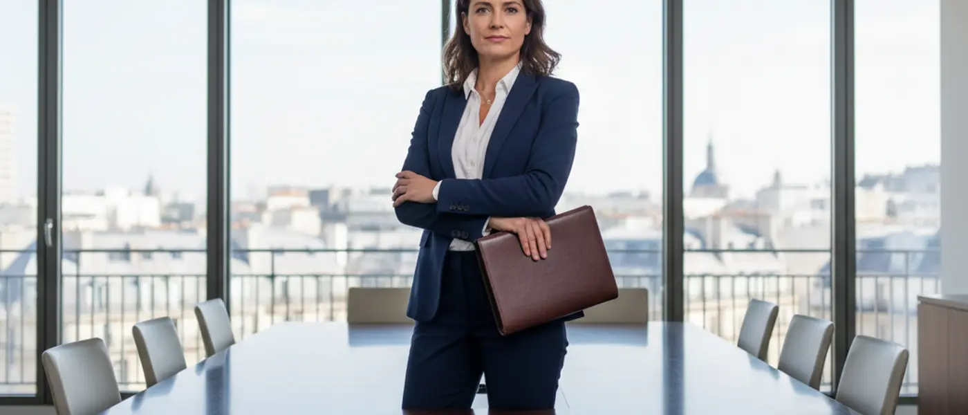 Advogada criminalista portuguesa a rever documentos num escritório jurídico em Lisboa