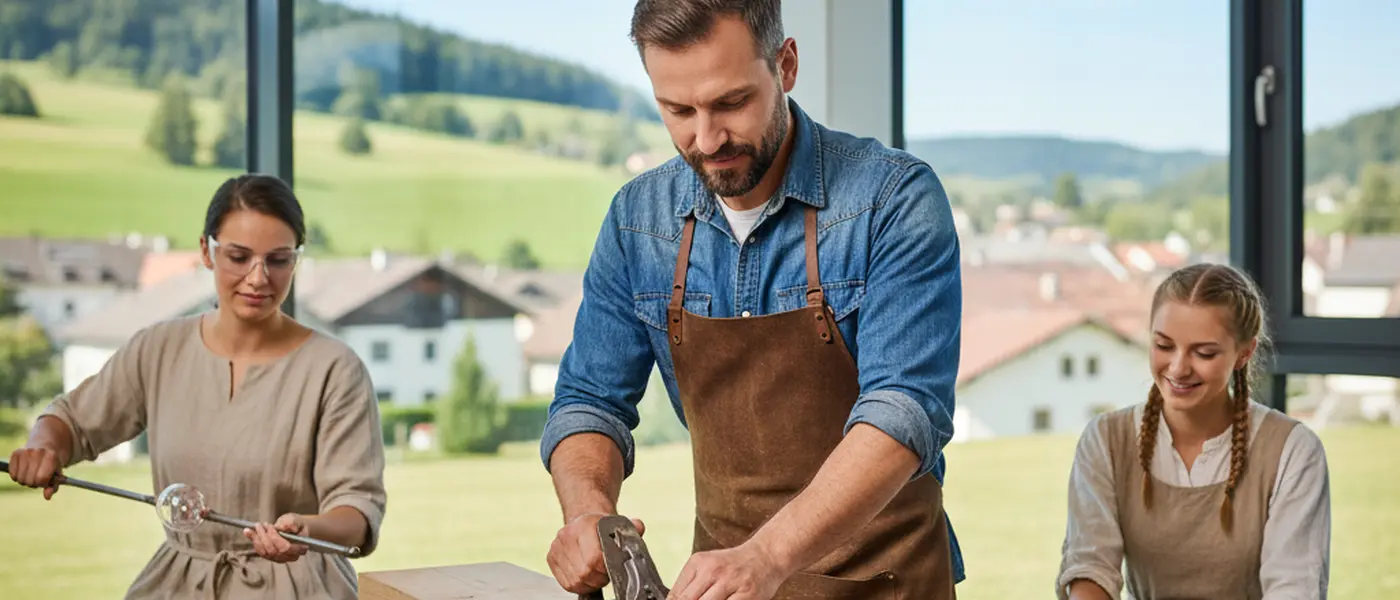 Handwerker bespricht Renovierungsplan mit Hauseigentümer in moderner Küche