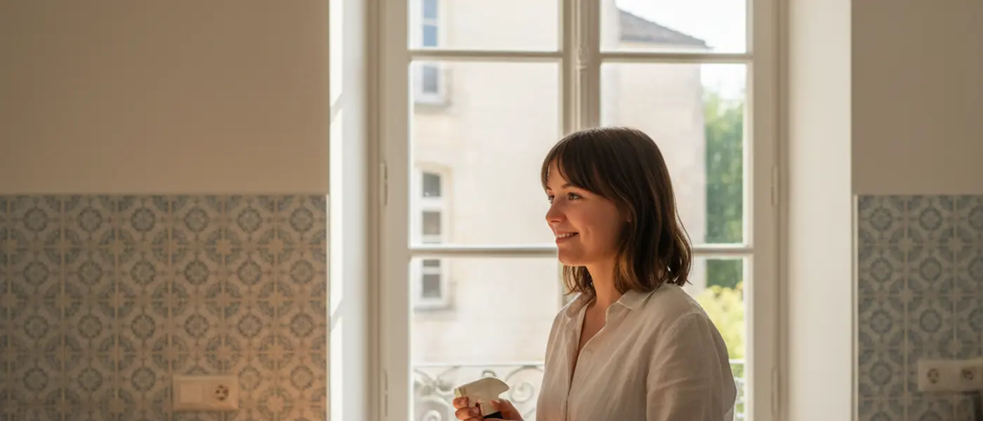 Produits de nettoyage naturels sur un plan de travail de cuisine française