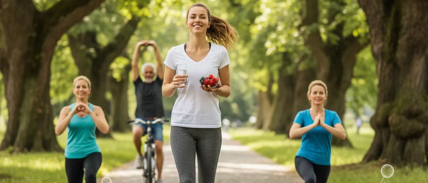 Junge Frau bereitet ein proteinreiches Frühstück mit Eiern und Gemüse in einer hellen Küche zu