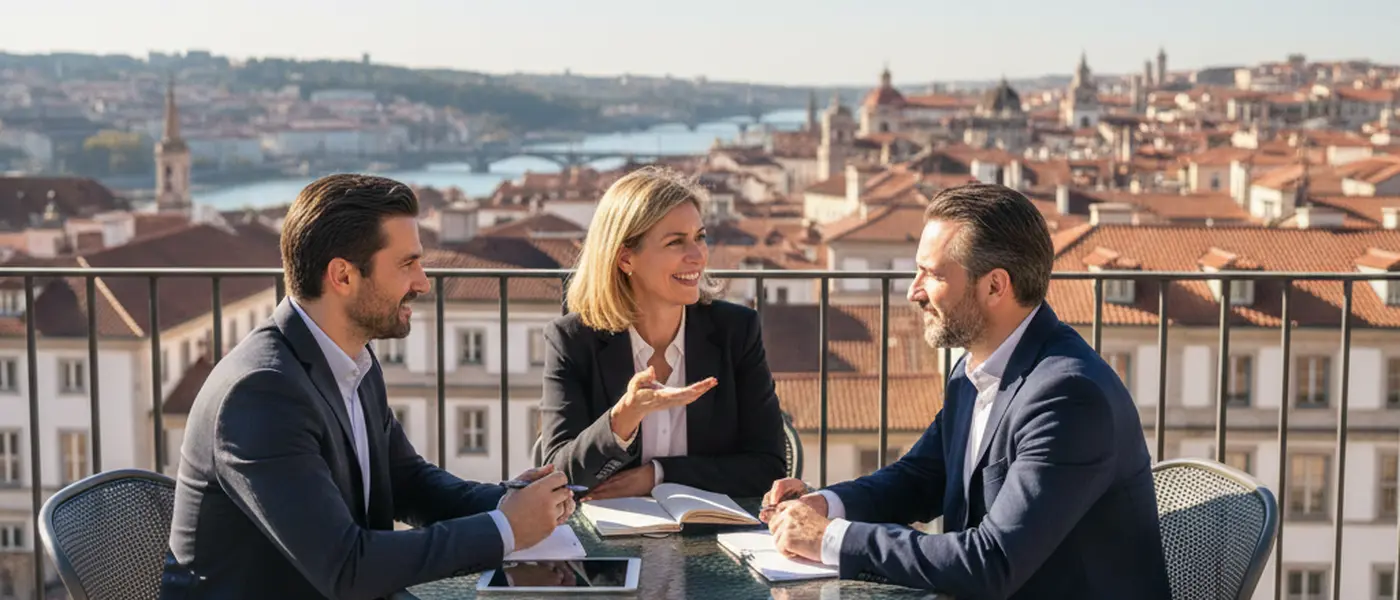 Nederlandse vrouw raadpleegt een online expert op haar laptop in een moderne thuiswerkplek met zicht op Amsterdamse grachten